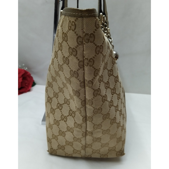 Gucci Brown Canvas GG Double Handles Tote Shoulder Bag - Vintage - Picture 5 of 16